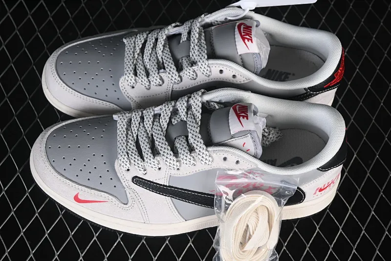All categories Air Jordan Jordan series basketball shoes Air Jordan 1 Low high-end customized low-top sneakers Travis Scott x Fragment Design x Air Jordan 1 Low OG SP AJ1 Joe 1 Year of the Horse limited edition gray and red contrasting low-top cultural casual sneakers JP2026-117